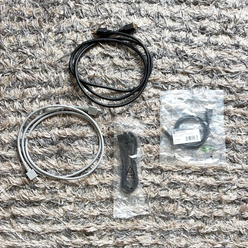 Bundle of Black Gray HDMI Cables 3, 5, 6ft plus 3ft USB 2.0 A Male to B Male